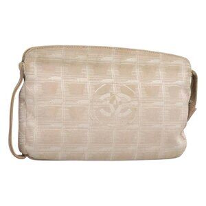 CHANEL New Travel line Pouch Nylon Pink CC Auth bs25855